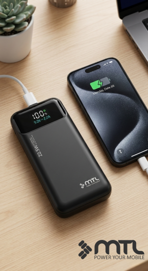 10000 mAh 22.5W Süper Hızlı Şarj Dahili Kablolu Dijital LED Göstergeli PD ve QC 3.0 Powerbank MT4311 - 4