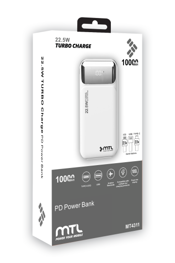 10000 mAh 22.5W Süper Hızlı Şarj Dahili Kablolu Dijital LED Göstergeli PD ve QC 3.0 Powerbank MT4311 - 14
