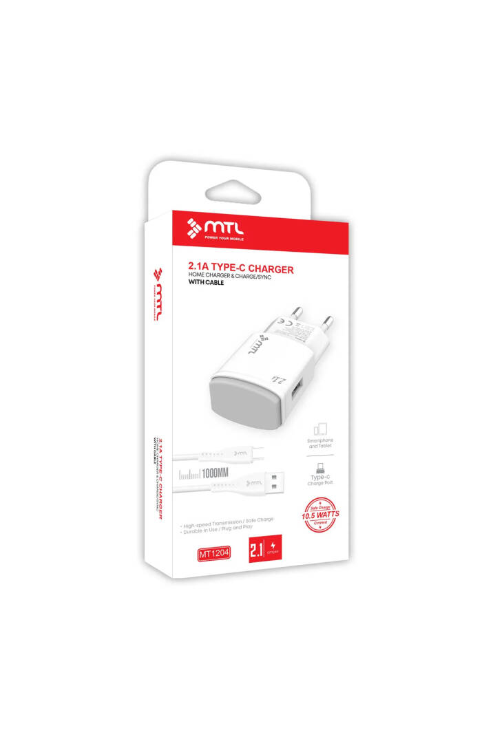 10.5W 2.1A USB Adaptör ve Type-C Kablo Hızlı Şarj Aleti Seti MT1204 - 1