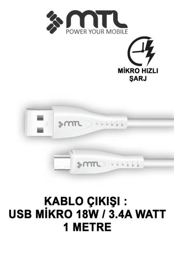 18W QC 3.0 Destekli Hızlı Şarj USB Adaptör + Micro Usb Kablo Şarj Cihazı Seti MT1311 - 3