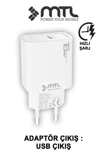 18W QC 3.0 Destekli Hızlı Şarj USB Adaptör + Type-C Usb Kablo Şarj Cihazı Seti MT1312 - 2