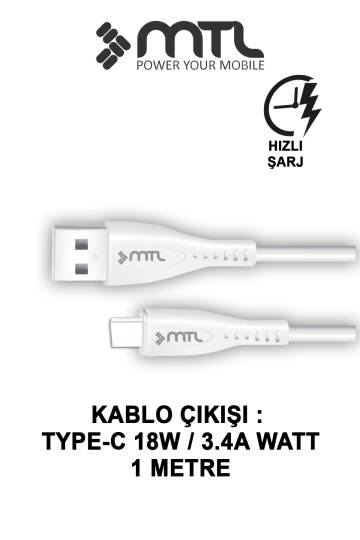 18W QC 3.0 Destekli Hızlı Şarj USB Adaptör + Type-C Usb Kablo Şarj Cihazı Seti MT1312 - 3