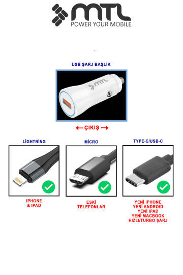 18W QC 3.0 Hızlı Şarj Destekli Akım Korumalı Led Göstergeli USB Araç Şarj Cihazı MT 1812 - 4