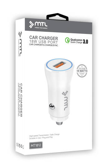 18W QC 3.0 Hızlı Şarj Destekli Akım Korumalı Led Göstergeli USB Araç Şarj Cihazı MT 1812 - 6
