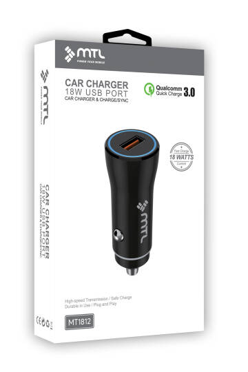 18W QC 3.0 Hızlı Şarj Destekli Akım Korumalı Led Göstergeli USB Araç Şarj Cihazı MT 1812 - 12