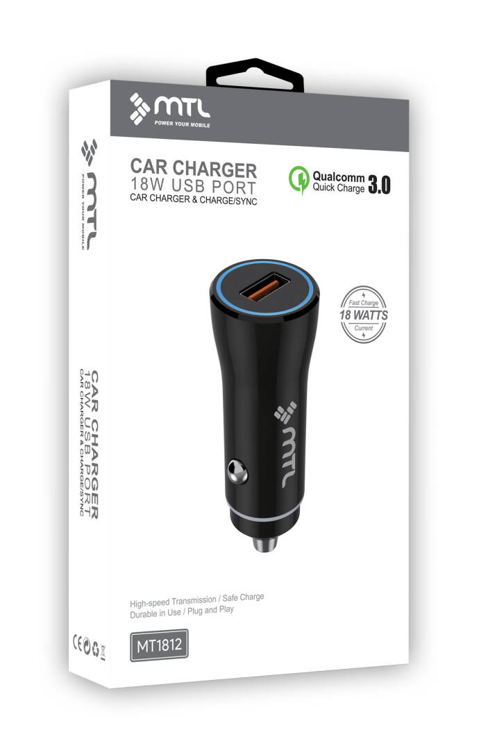 18W QC 3.0 Hızlı Şarj Destekli Akım Korumalı Led Göstergeli USB Araç Şarj Cihazı MT 1812 - 12