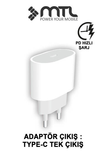 20W PD QC 4.0 Destekli Type-C Çıkışlı Adaptör + Type-C to Lightning Kablo Hızlı Şarj Seti MT1703 - 2