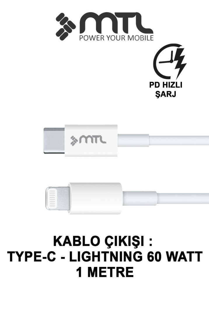 20W PD QC 4.0 Destekli Type-C Çıkışlı Adaptör + Type-C to Lightning Kablo Hızlı Şarj Seti MT1703 - 3