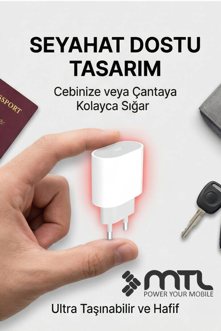 20W PD QC 4.0 Destekli Type-C Çıkışlı Hızlı Şarj Adaptörü MT1715 - 4