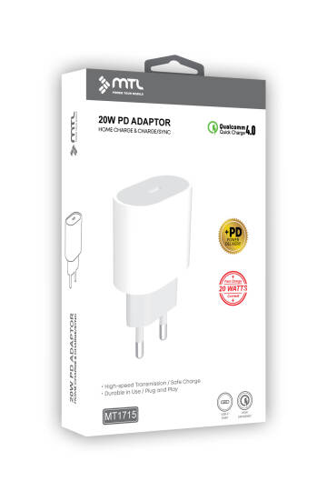 20W PD QC 4.0 Destekli Type-C Çıkışlı Hızlı Şarj Adaptörü MT1715 - 6