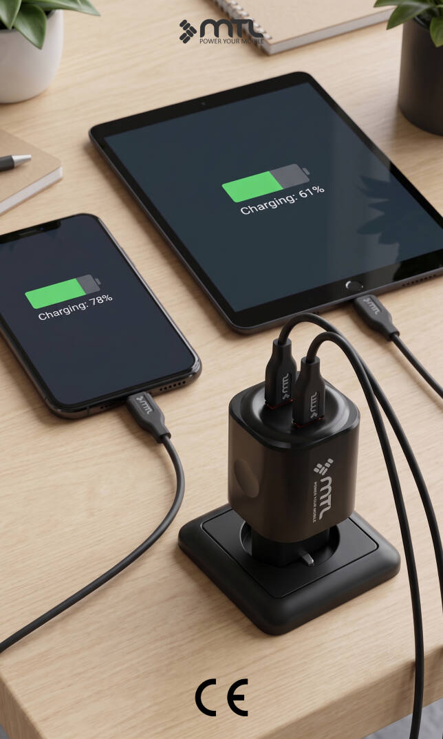 25W PD + USB Çift Çıkışlı Adaptör ve Type-C Kablo Hızlı Şarj Seti MT1725 - 3