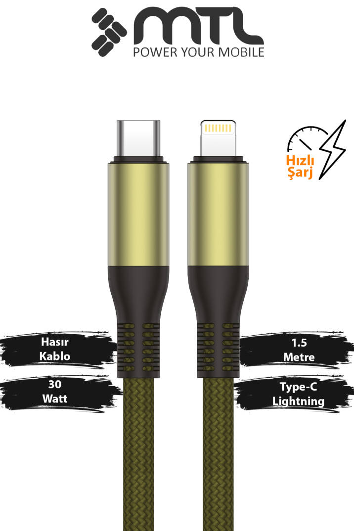 30W PD Type-C to iPhone Lightning Örgülü Hızlı Şarj ve Data Kablosu 1.5 Metre MT2124 - 2
