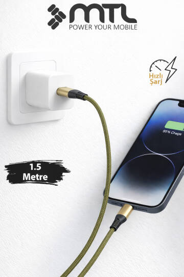 30W PD Type-C to iPhone Lightning Örgülü Hızlı Şarj ve Data Kablosu 1.5 Metre MT2124 - 5