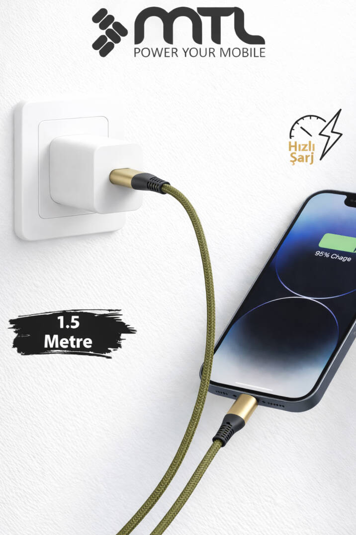 30W PD Type-C to iPhone Lightning Örgülü Hızlı Şarj ve Data Kablosu 1.5 Metre MT2124 - 5