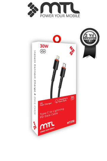 30W PD Type-C to Lightning Örgülü Hızlı Şarj ve Data Kablosu 1 Metre MT2118 - 6