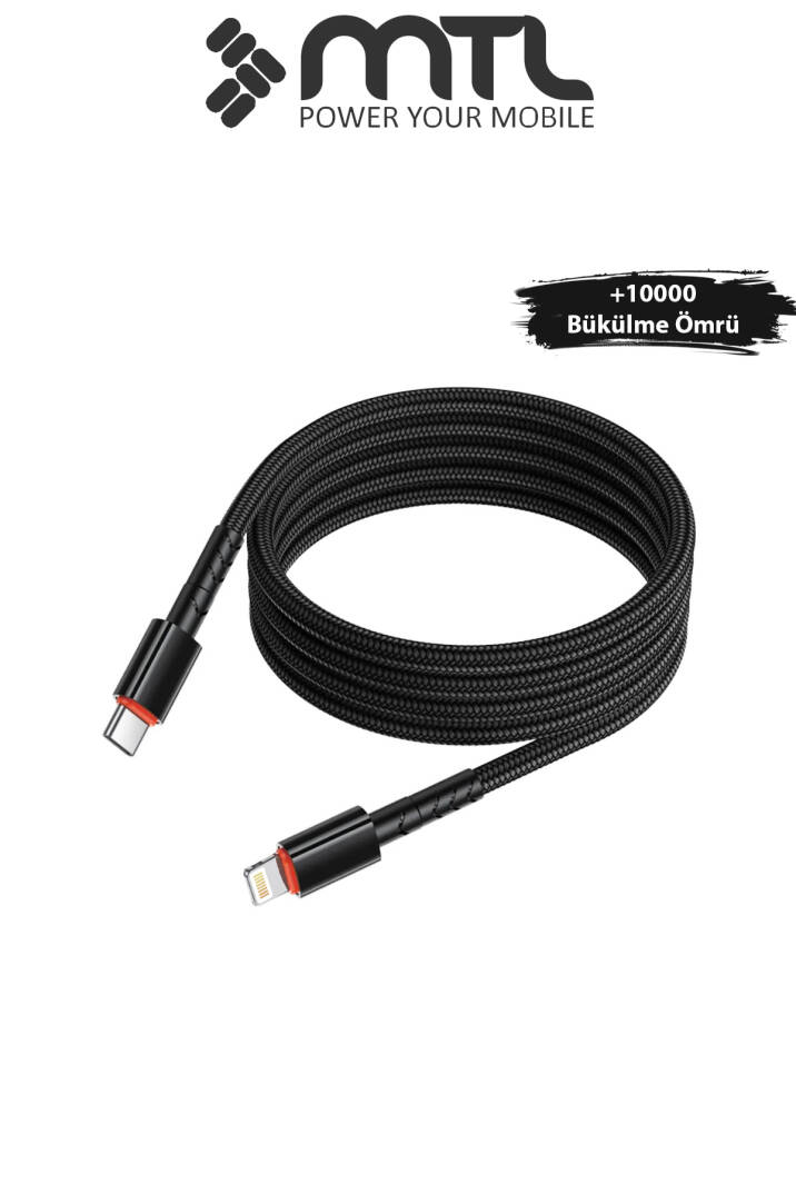 30W PD Type-C to Lightning Örgülü Hızlı Şarj ve Data Kablosu 1 Metre MT2118 - 7