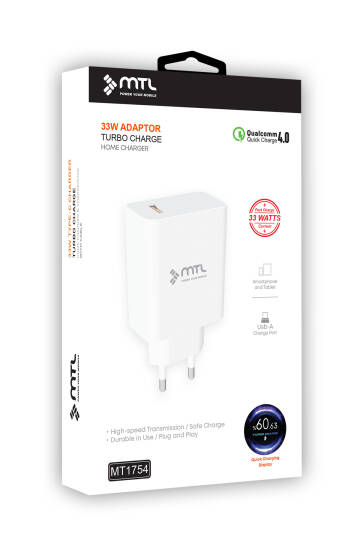 33W Turbo Şarj Saniyeli USB Çıkışlı Hızlı Şarj Adaptörü MT1754 - 7