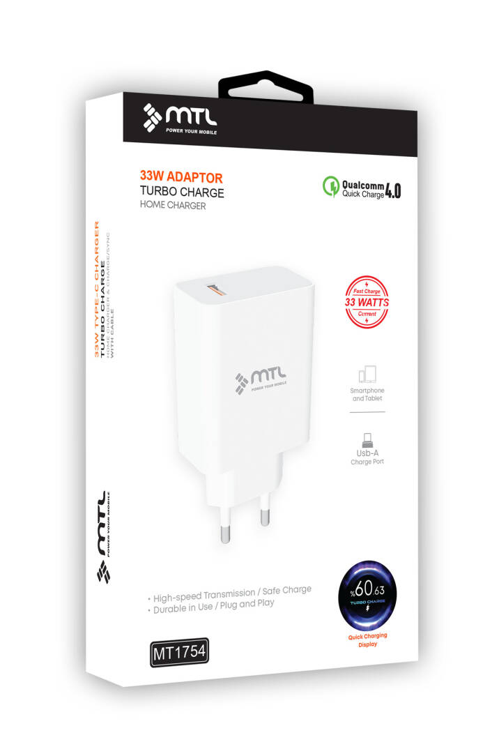 33W Turbo Şarj Saniyeli USB Çıkışlı Hızlı Şarj Adaptörü MT1754 - 7
