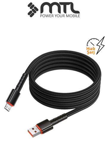 3.4A USB to Micro USB Hasır Örgülü Hızlı Şarj ve Data Kablosu 1 Metre MT2014 - 5