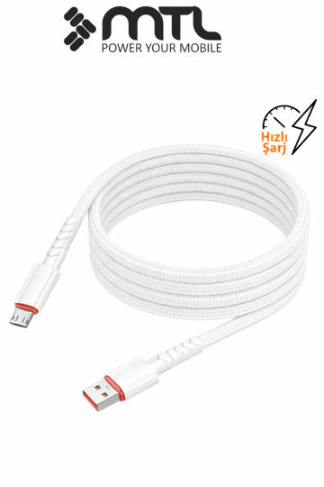 3.4A USB to Micro USB Hasır Örgülü Hızlı Şarj ve Data Kablosu 1 Metre MT2014 - 9