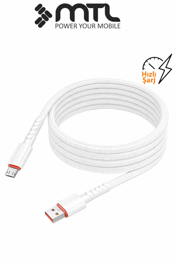 3.4A USB to Micro USB Hasır Örgülü Hızlı Şarj ve Data Kablosu 1 Metre MT2014 - 9