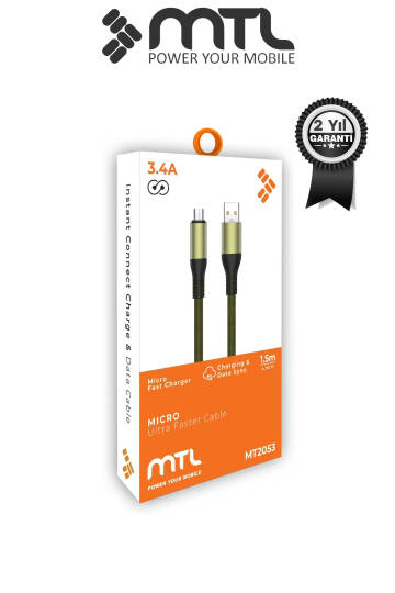 3.4A USB to Micro USB Örgülü Metal Başlıklı Hızlı Şarj ve Data Kablosu 1.5 Metre MT2053 - 11