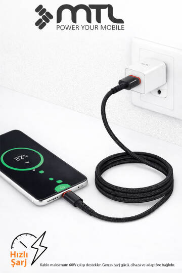 3.4A USB to Type-C Hızlı Şarj ve Data Kablosu Hasır 1 Metre MT2015 - 4