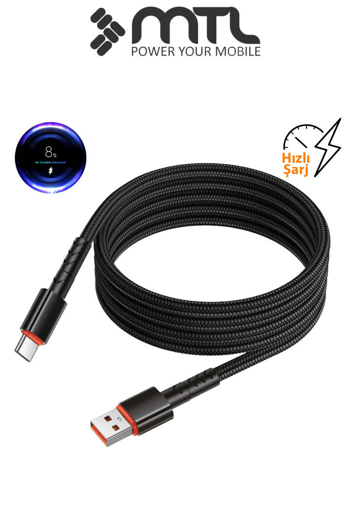 3.4A USB to Type-C Hızlı Şarj ve Data Kablosu Hasır 1 Metre MT2015 - 5