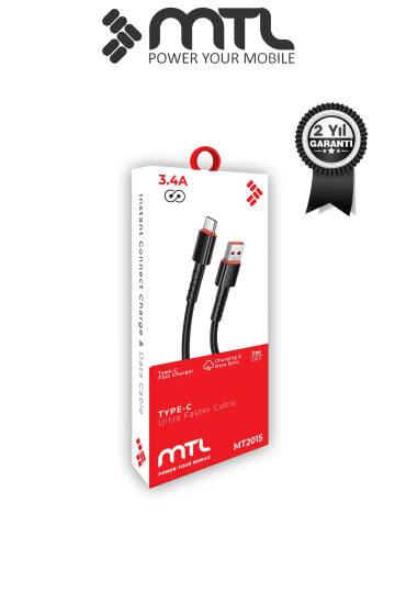 3.4A USB to Type-C Hızlı Şarj ve Data Kablosu Hasır 1 Metre MT2015 - 6