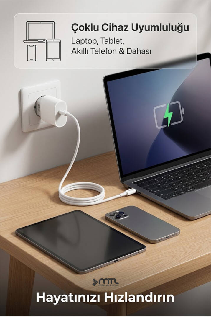 35W PD GaN Type-C Adaptör Ve Type-C Kablo GaN Şarj Seti MT1735 - 3