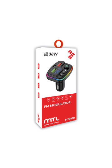 38W PD ve QC Destekli Type-C Çıkışlı Bluetooth FM Modülatör, RGB Işıklı Hızlı Araç Şarj Cihazı - 5