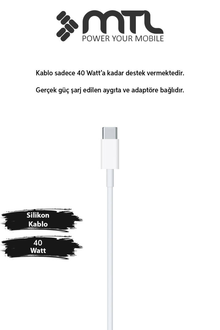 40W PD Type-C to Type-C Silikon Hızlı Şarj ve Data Kablosu 1 Metre MT2602 - 2