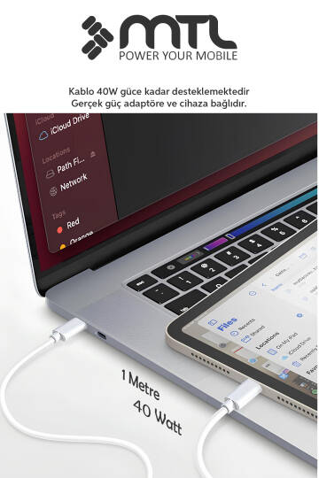 40W PD Type-C to Type-C Silikon Hızlı Şarj ve Data Kablosu 1 Metre MT2602 - 4