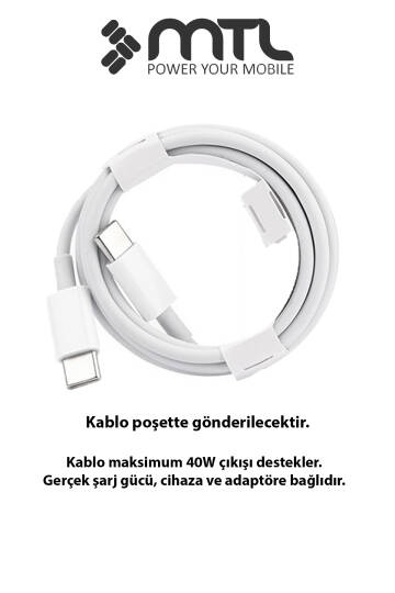 40W PD Type-C to Type-C Silikon Hızlı Şarj ve Data Kablosu 1 Metre MT2602 - 5