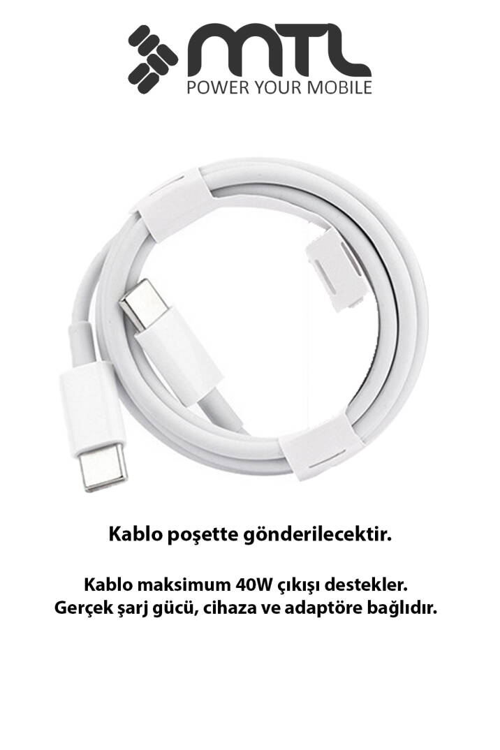 40W PD Type-C to Type-C Silikon Hızlı Şarj ve Data Kablosu 1 Metre MT2602 - 5