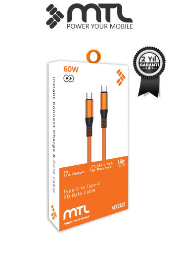60W PD Type-C to Type-C Metal Başlıklı Örgülü Hızlı Şarj ve Data Kablosu 1.5 Metre MT2123 - 12