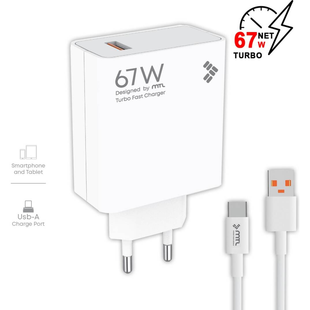 67W Qc 4.0 Turbo USB Çıkışlı Type-C Ev Şarj Cihazı MT-A1763 - 1