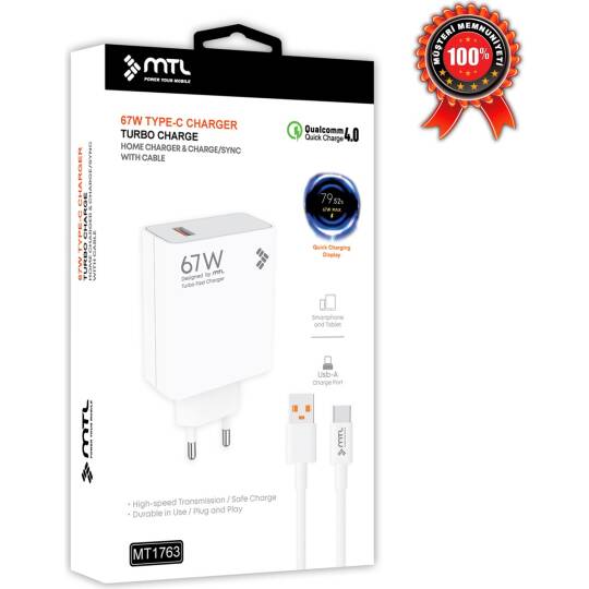 67W Qc 4.0 Turbo USB Çıkışlı Type-C Ev Şarj Cihazı MT-A1763 - 4