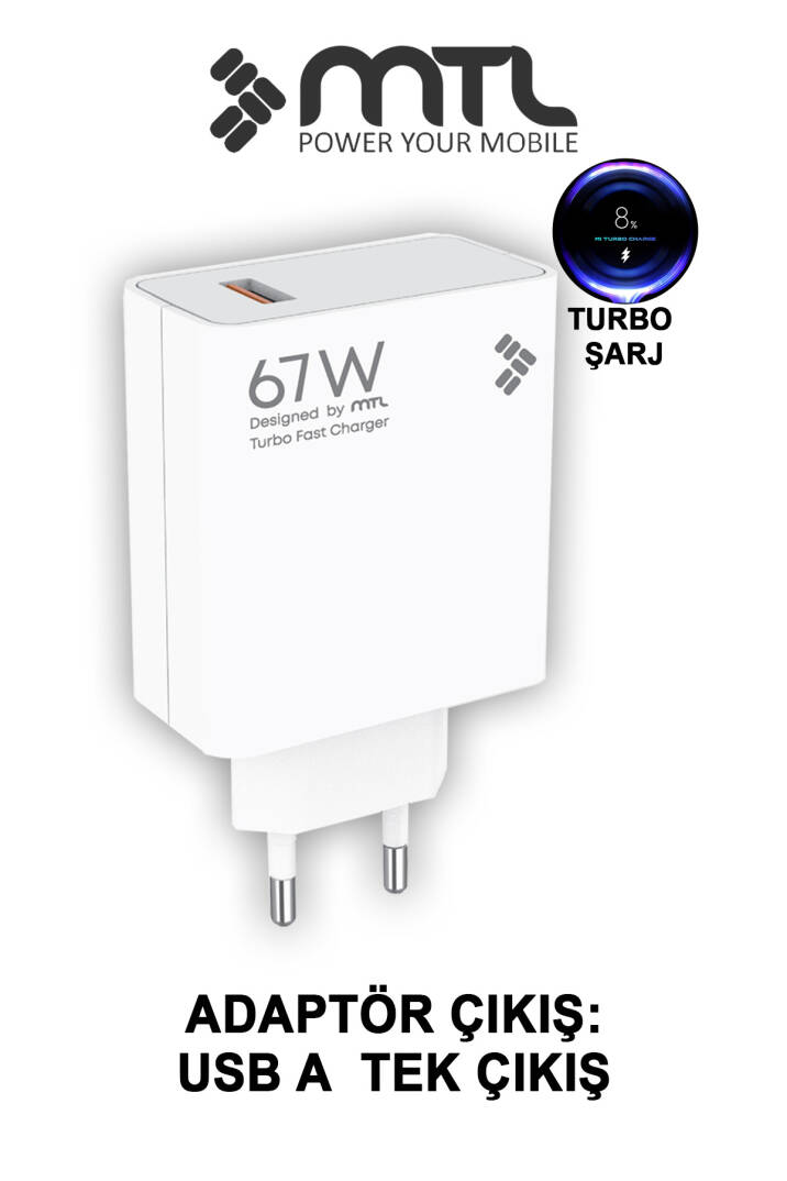 67W Turbo Şarj Saniyeli USB Adaptör + USB Type-C Kablo Hızlı Şarj Seti MT1763 - 2