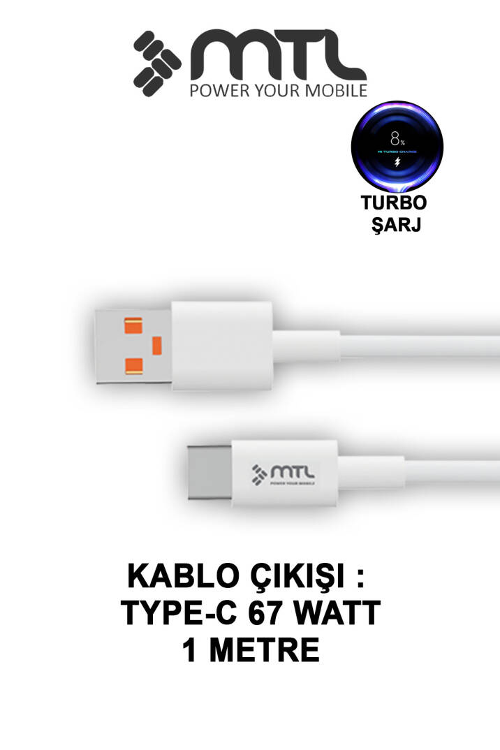 67W Turbo Şarj Saniyeli USB Adaptör + USB Type-C Kablo Hızlı Şarj Seti MT1763 - 3