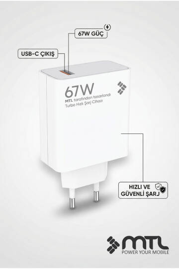 67W Turbo Şarj Saniyeli USB Adaptör + USB Type-C Kablo Hızlı Şarj Seti MT1764 - 4