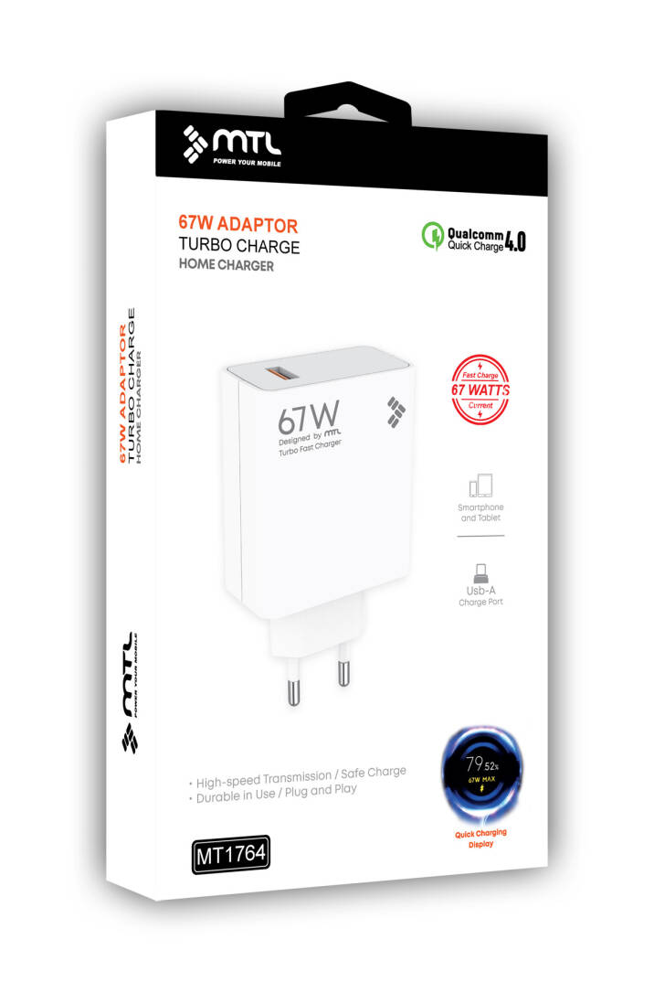 67W Turbo Şarj Saniyeli USB Adaptör + USB Type-C Kablo Hızlı Şarj Seti MT1764 - 7