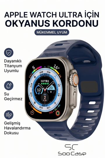 Apple Watch Serisi Uyumlu Suya Dayanıklı Çift Yönlü Esnek Silikon Kayış Kordon SOO-100 - 4