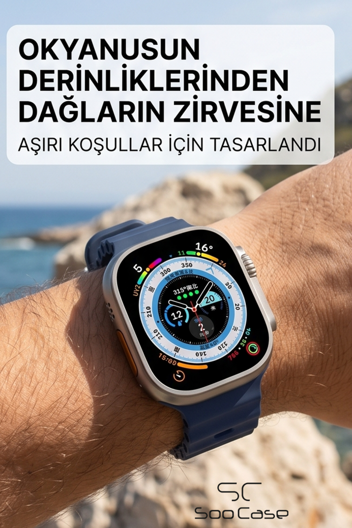 Apple Watch Serisi Uyumlu Suya Dayanıklı Çift Yönlü Esnek Silikon Kayış Kordon SOO-100 - 5