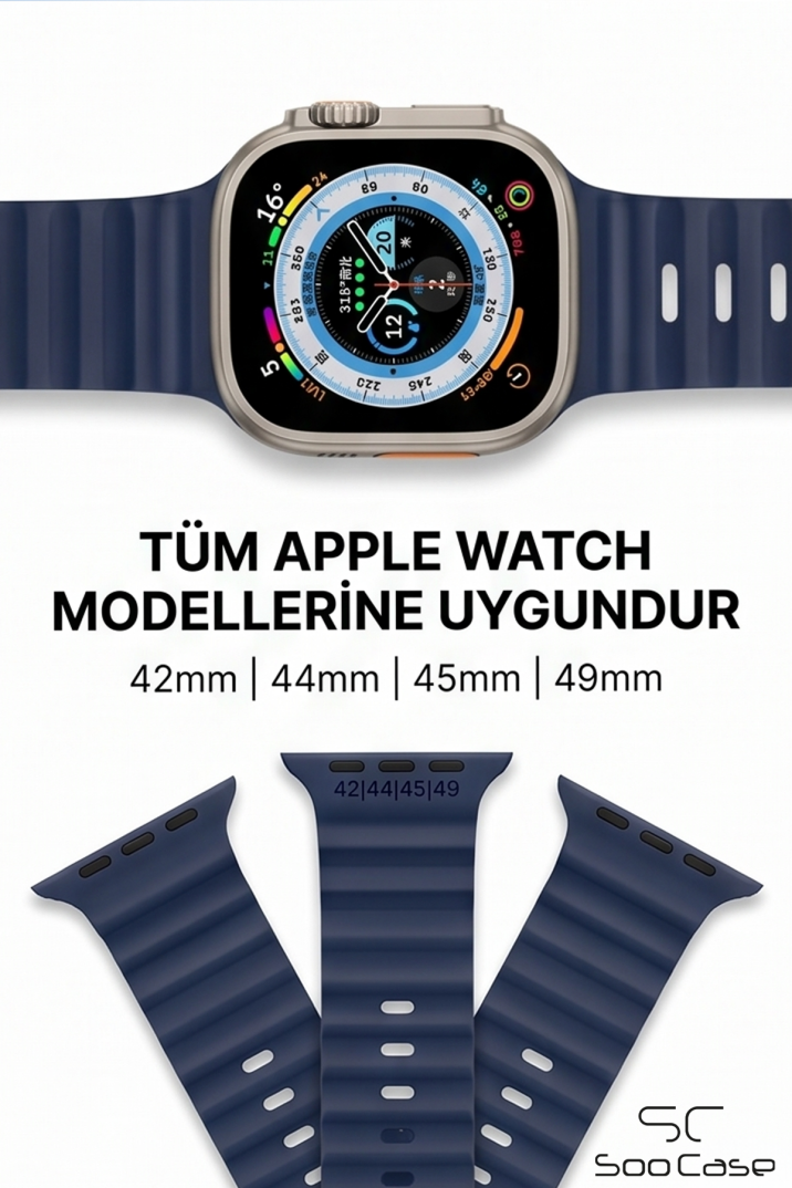 Apple Watch Serisi Uyumlu Suya Dayanıklı Çift Yönlü Esnek Silikon Kayış Kordon SOO-100 - 6