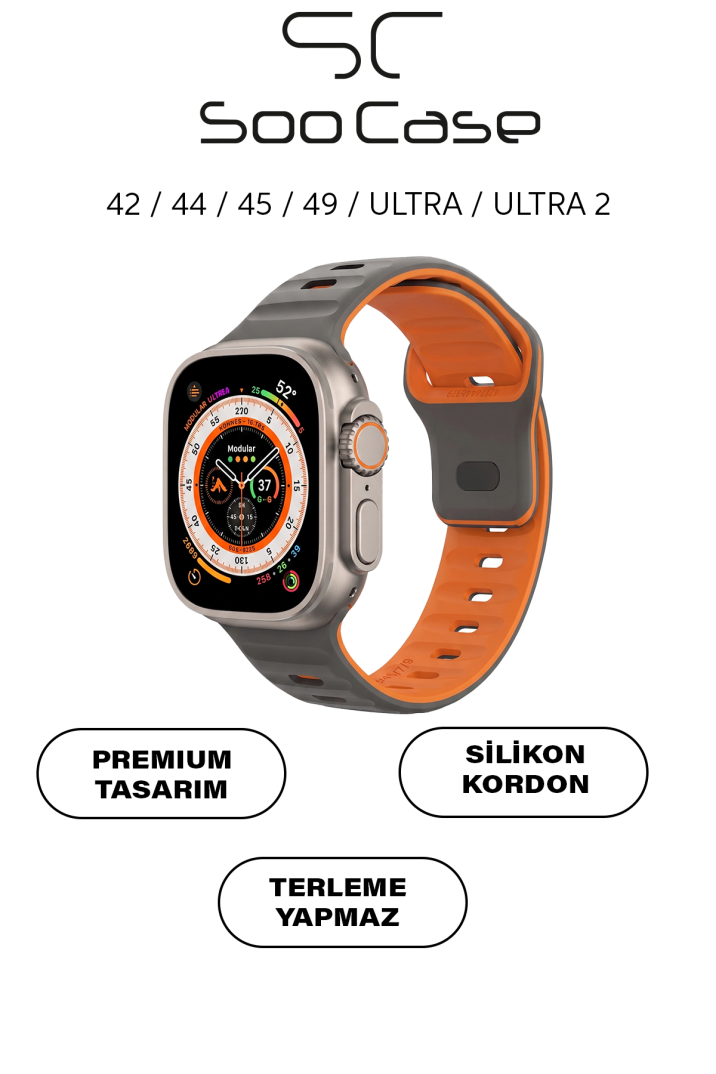 Apple Watch Serisi Uyumlu Suya Dayanıklı Çift Yönlü Esnek Silikon Kayış Kordon SOO-100 - 14