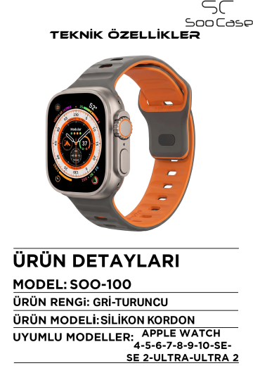 Apple Watch Serisi Uyumlu Suya Dayanıklı Çift Yönlü Esnek Silikon Kayış Kordon SOO-100 - 16