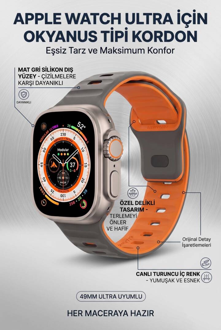 Apple Watch Serisi Uyumlu Suya Dayanıklı Çift Yönlü Esnek Silikon Kayış Kordon SOO-100 - 17