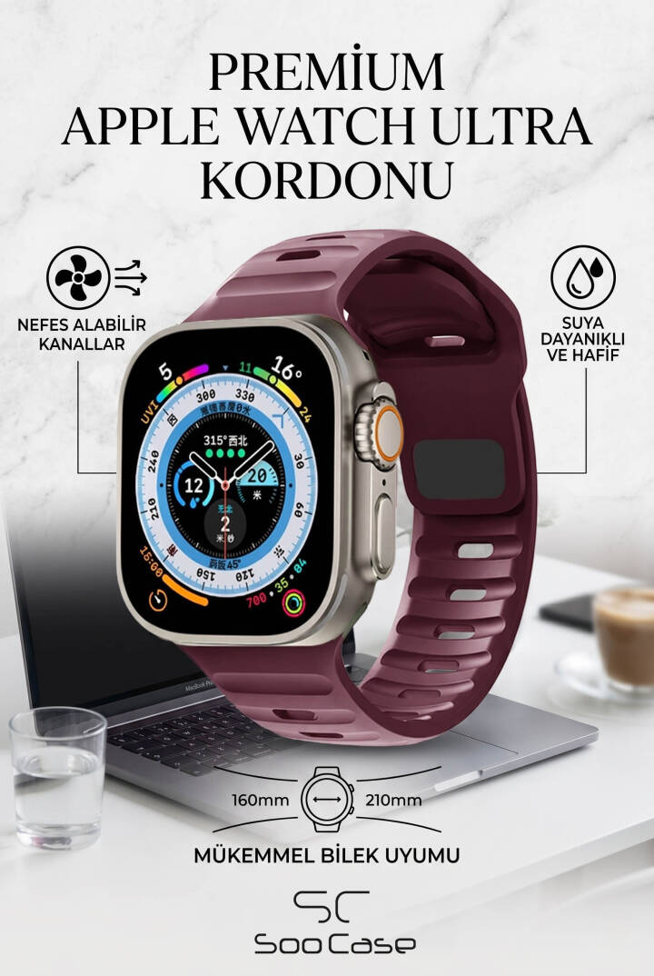 Apple Watch Tüm Seriler Uyumlu Suya Dayanıklı Esnek Silikon Okyanus Kayış Kordon SOO-102 - 4