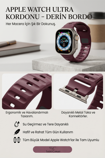 Apple Watch Tüm Seriler Uyumlu Suya Dayanıklı Esnek Silikon Okyanus Kayış Kordon SOO-102 - 7